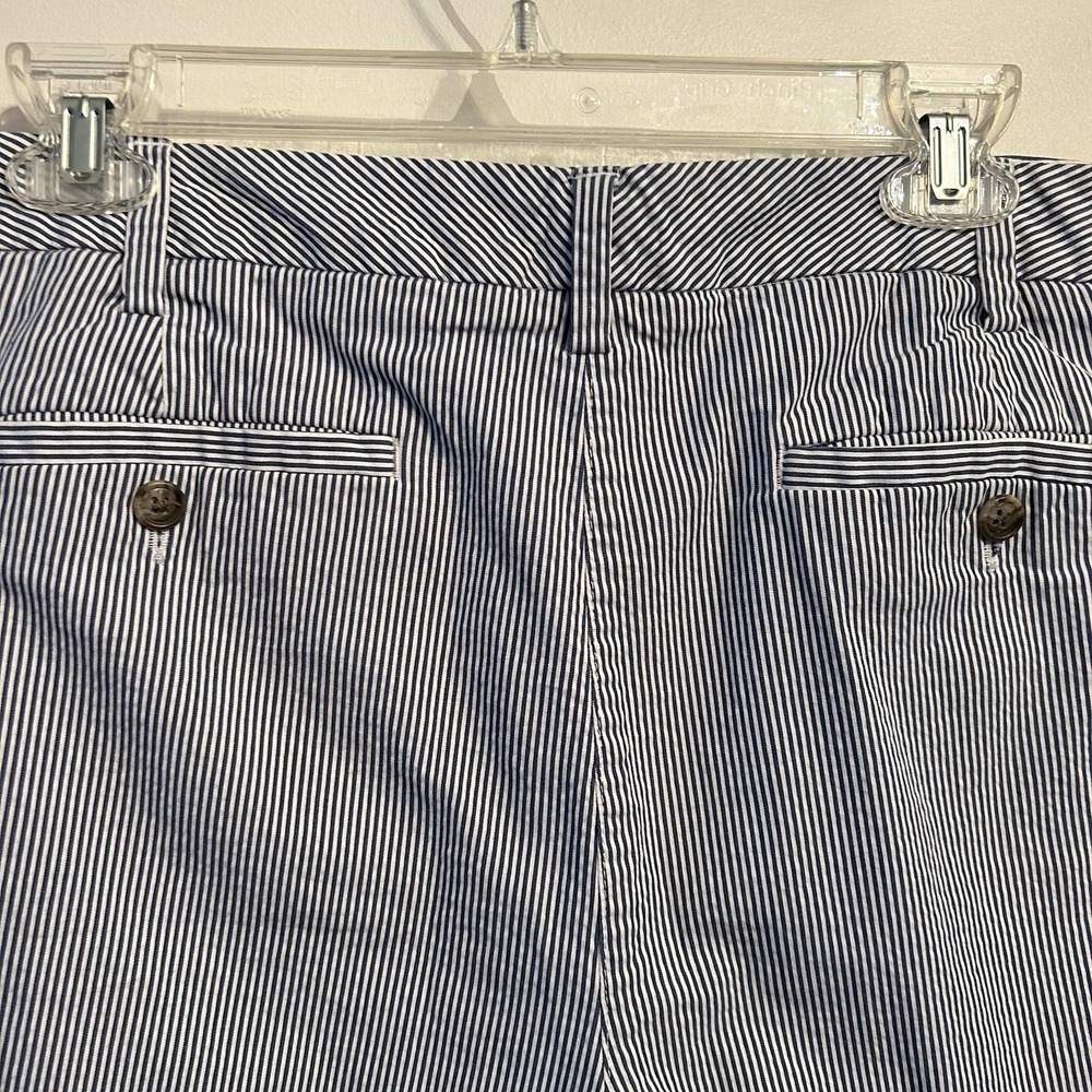 Lands End Shorts Long Bermuda Stripe Blue White Light Seersucker Sz 18 - Picture 4 of 11